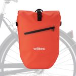 Wiltec Borsa per bici 20 l rossa, impermeabile, montaggio al portapacchi posteriore bicicletta, gancio girevole a 360° ed elementi riflettenti