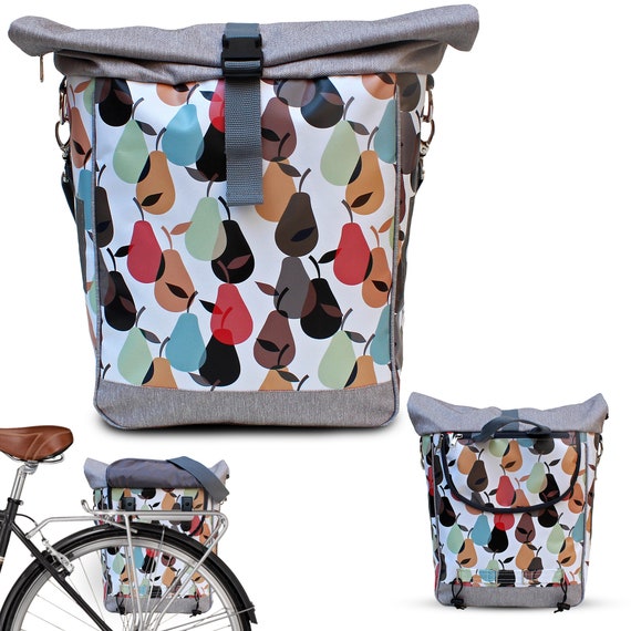 borse-per-la-bicicletta-871ajg-1.jpg Borsa da bicicletta Portapacchi in tela cerata impermeabile Borsa da bicicletta per donna Borse laterali per bici Velo Accessori per biciclette Design Peras Etsy Italia - immagine 1