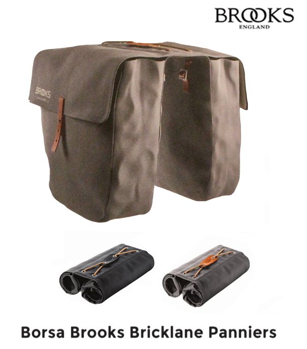 borse-posteriori-bicicletta-241fwf-1.jpg Borse Bici Posteriori Cotone e Pelle BROOKS Bricklane Panniers - immagine 1