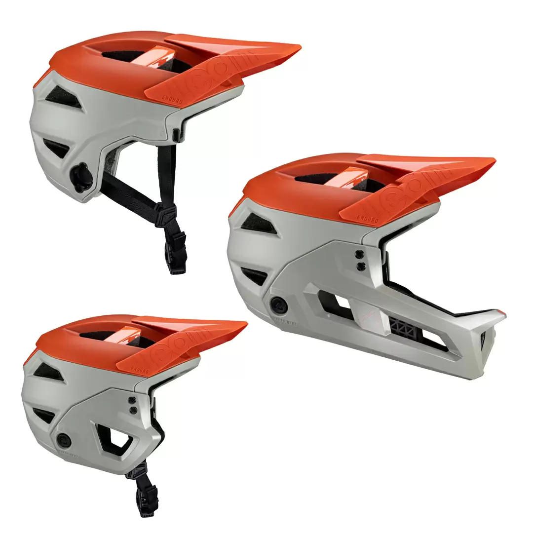 caschi-da-mtb-enduro-361vme.webp Casco MTB Enduro 3.0 Con Mentoniera Removibile 3 in 1 Grigio/Arancio - immagine 1