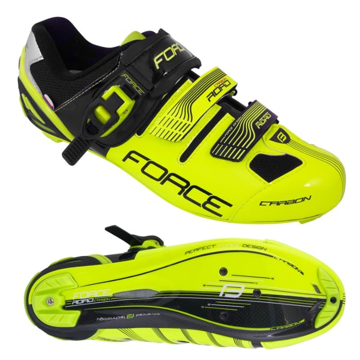 ciclismo-scarpe-086axm-1.jpg Force Road Carbon Nero / Giallo Fluo Scarpe Strada - immagine 1