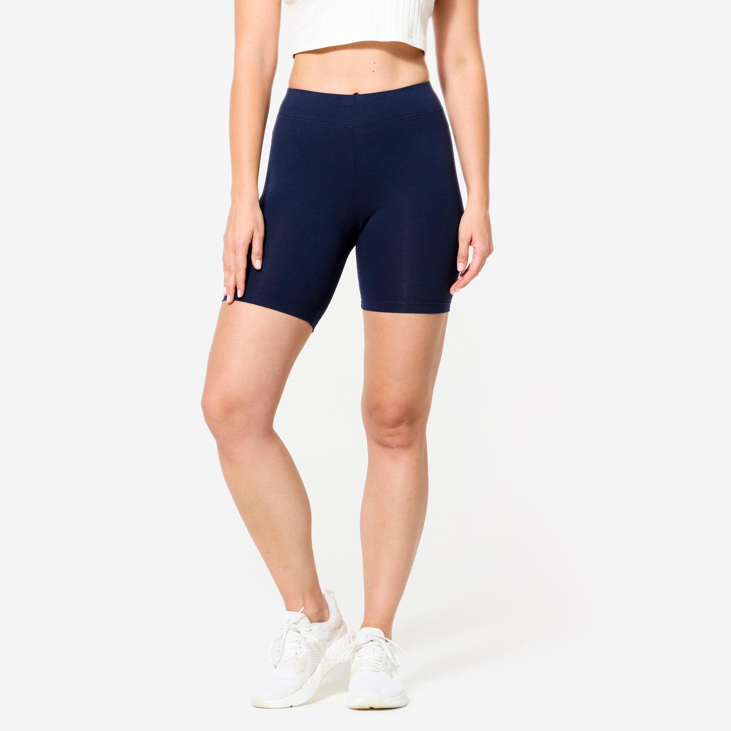 ciclisti-pantaloncini-190mvm-1.jpg Pantaloncini ciclisti donna palestra slim fit cotone blu - immagine 1