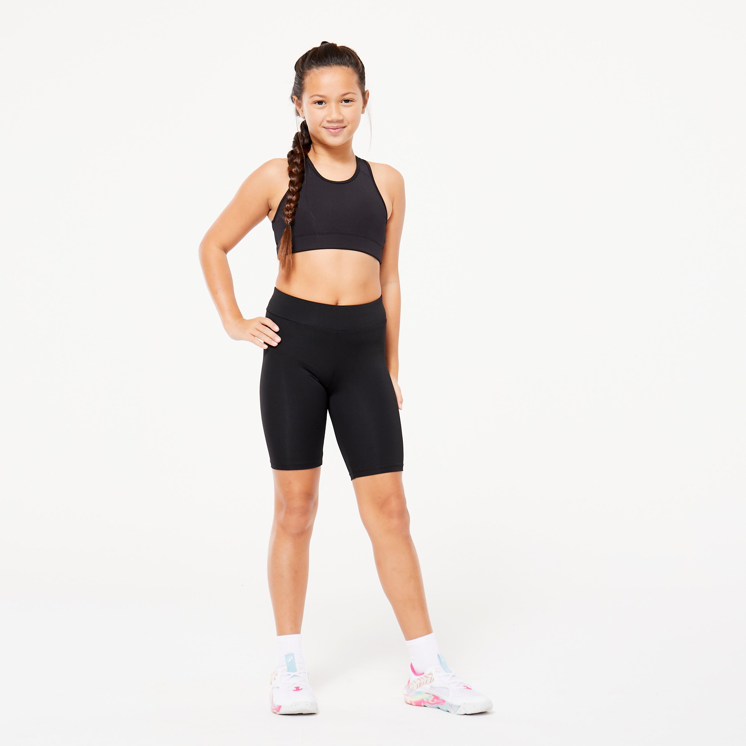 ciclisti-pantaloncini-608wai-1.jpg Pantaloncini ciclisti bambina ginnastica slim fit traspiranti neri | Decathlon - immagine 1