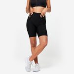 Pantaloncini ciclisti donna palestra slim fit traspiranti vita alta blu | Decathlon