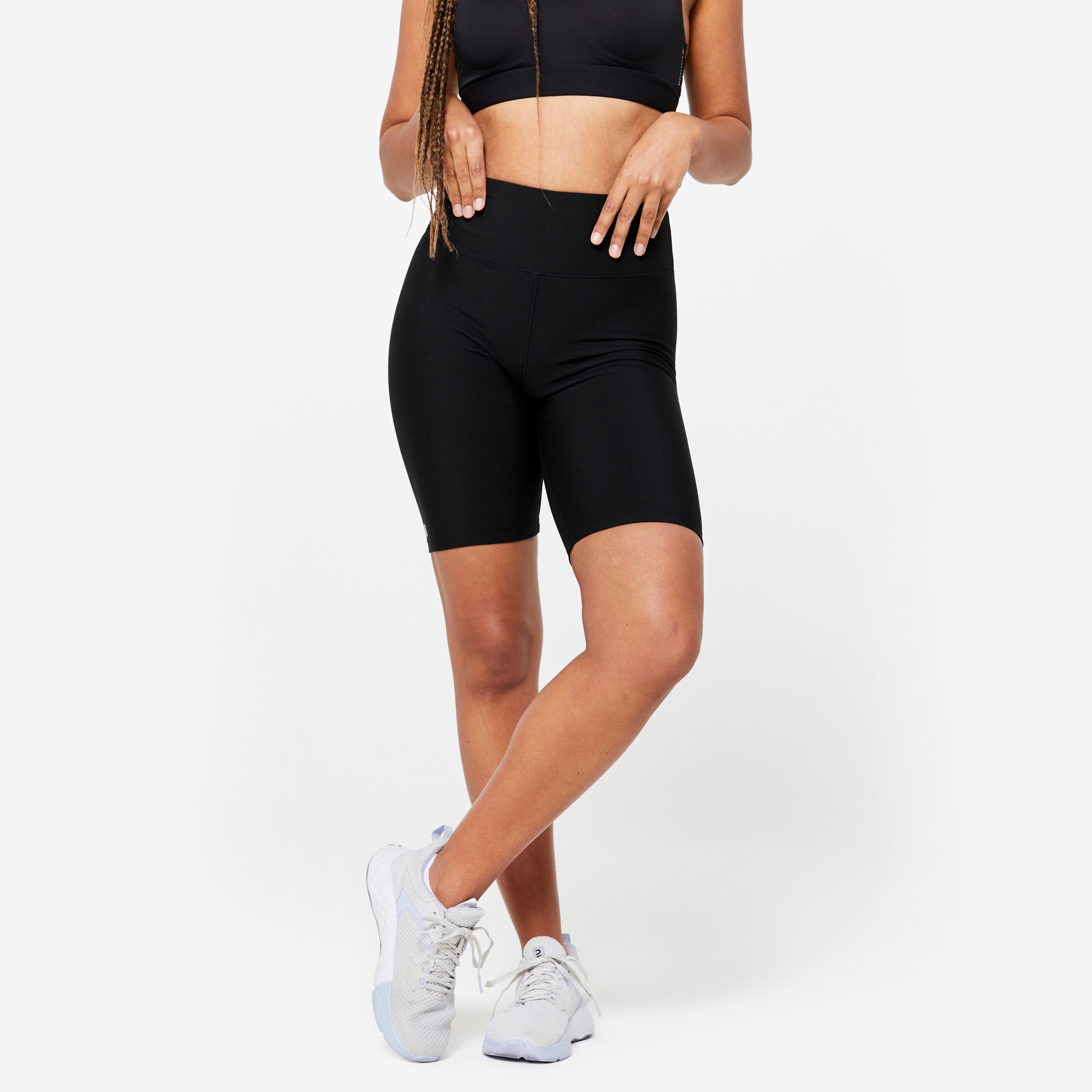 ciclisti-pantaloncini-701uxv-1.jpg Pantaloncini ciclisti donna palestra slim fit traspiranti vita alta blu | Decathlon - immagine 1