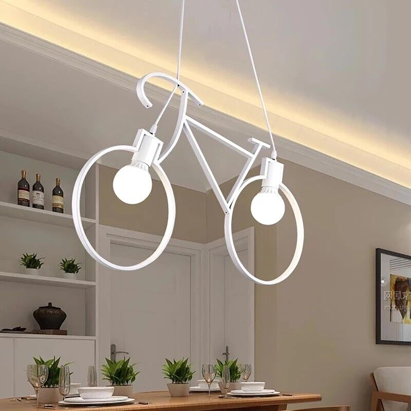 lampada-bici-533lzo-1.jpg Lampadario pendente moderno bike LED sospensione bicicletta doppia lampada E27 luce cameretta ambienti moderni COLORE BIANCO | Leroy Merlin - immagine 1