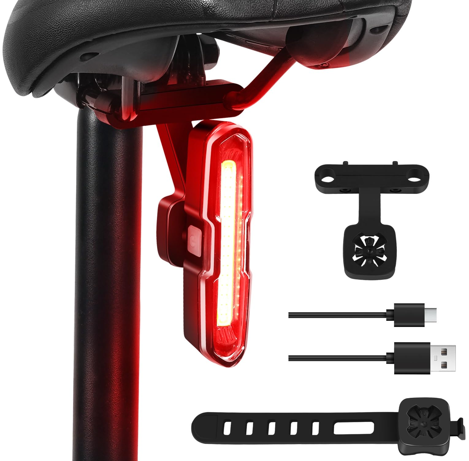 luce-bici-posteriore-091usc-1.jpg Luce Bici Posteriore 110 Lumen Potente Luci Bicicletta Led 5 Modalità Rosso/Blu, Impermeabile IP64, Ricaricabile USB C, Supporti a Sgancio Rapido per Sella & Reggisella, DONPEREGRINO B2 : Amazon.it: Sport e - immagine 1