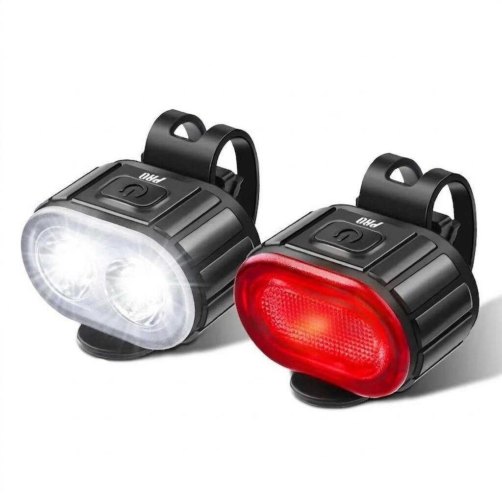 luci-bicicletta-763mce-1.jpg Set luci bici anteriore e posteriore 200 e 50 lumen - immagine 1