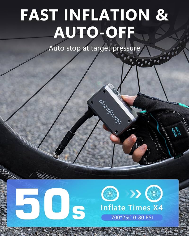 pompa-elettrica-per-bici-756kun-1.jpg dwndpump Pompa Per Bicicletta Elettrica con Manometro, Portatile Auto Stop | Mini Compressore Bici Max 120 PSI, Con Valvola Presta E Schrader, per Bici Da Strada, Mountain Bike, Palloni Sportivi : Amazon.it: - immagine 1