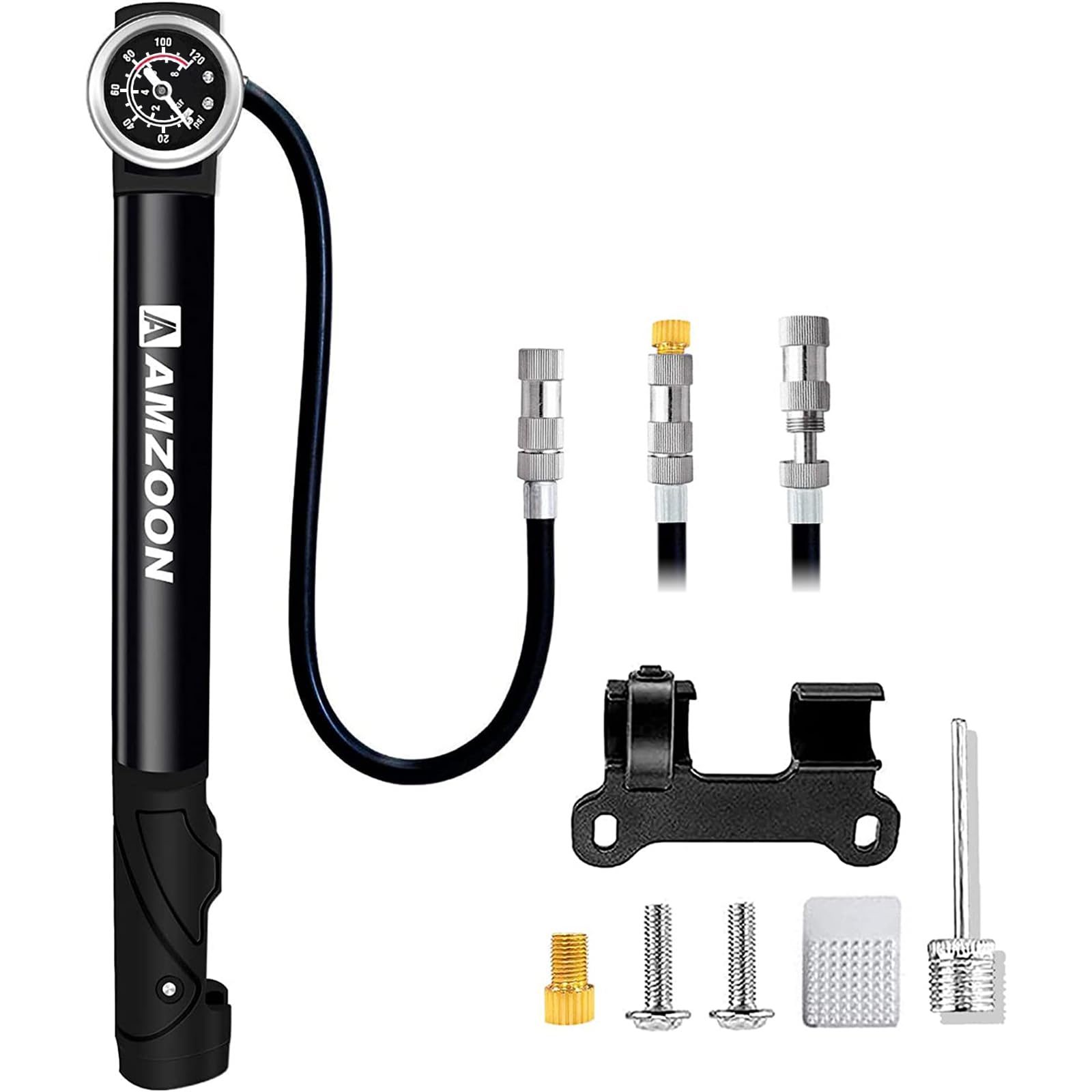 pompe-per-biciclette-310kif-1.jpg Mini Pompa per Bicicletta con Manometro, 120 PSI | Doppio pistone per gonfiaggio ad alta pressione rapido e facile, compatta e portatile, valvole Schrader, Presta e Dunlop : Amazon.it: Sport e tempo libero - immagine 1